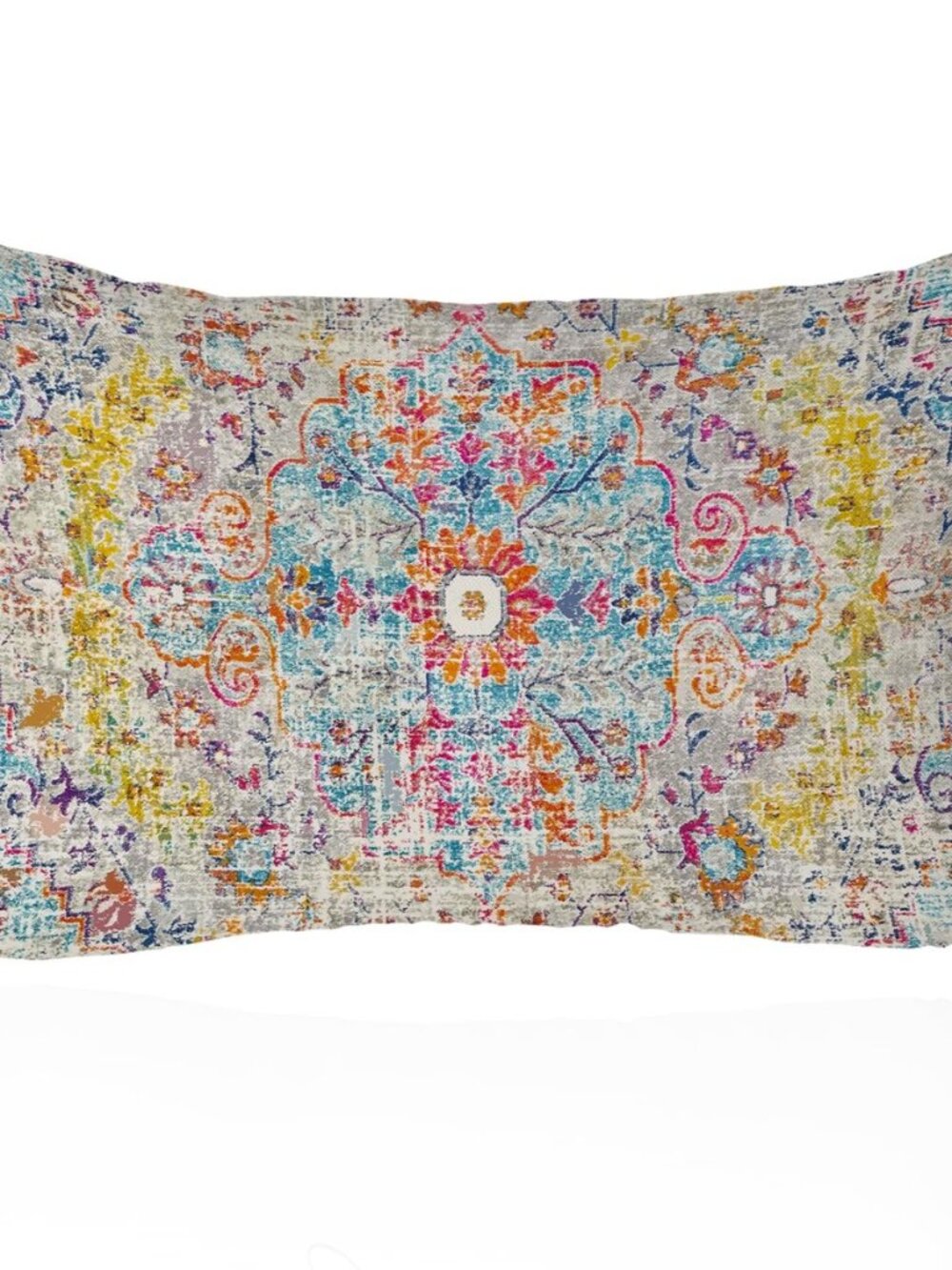 Vintage Boho Lumbar Pillow Cover 12x20, Colorful Medallion Print